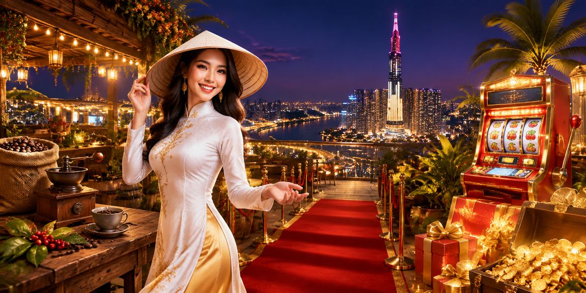Người chơi slot game đội nón lá truyền thống tại Thành phố Hồ Chí Minh